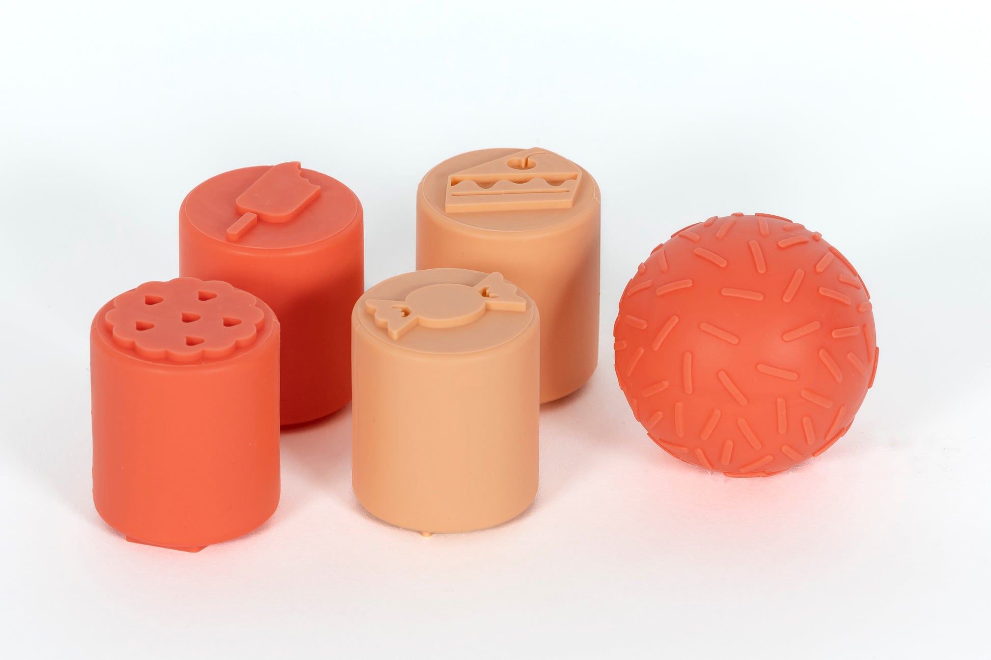 stempels en rollers voor creatief spel met speeldeeg thema lekker zoet geschikt voor peuters