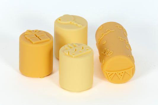 stempels en rollers voor creatief spel met speeldeeg (of voor koekjesdeeg) thema zoet voor peuters en kleuters